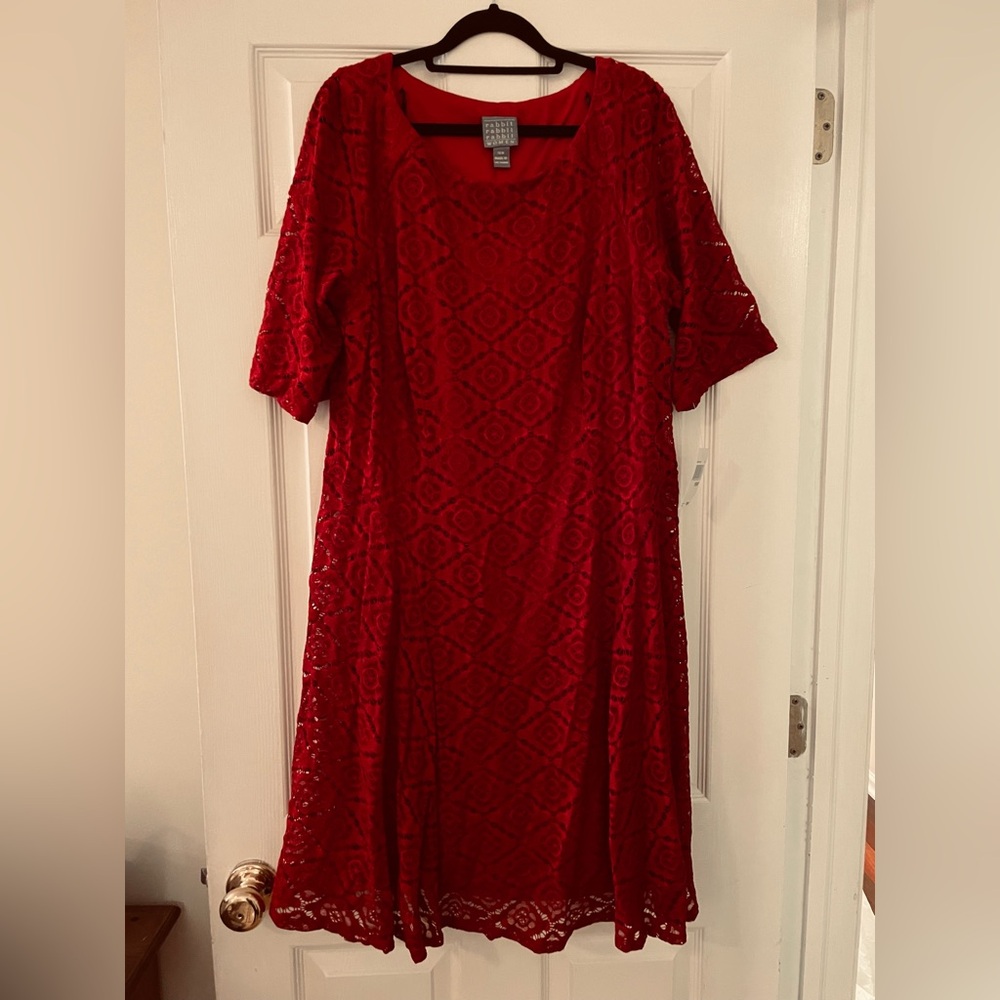 NWT - Rabbit Rabbit Rabbit Red Lace Dress - size 16W